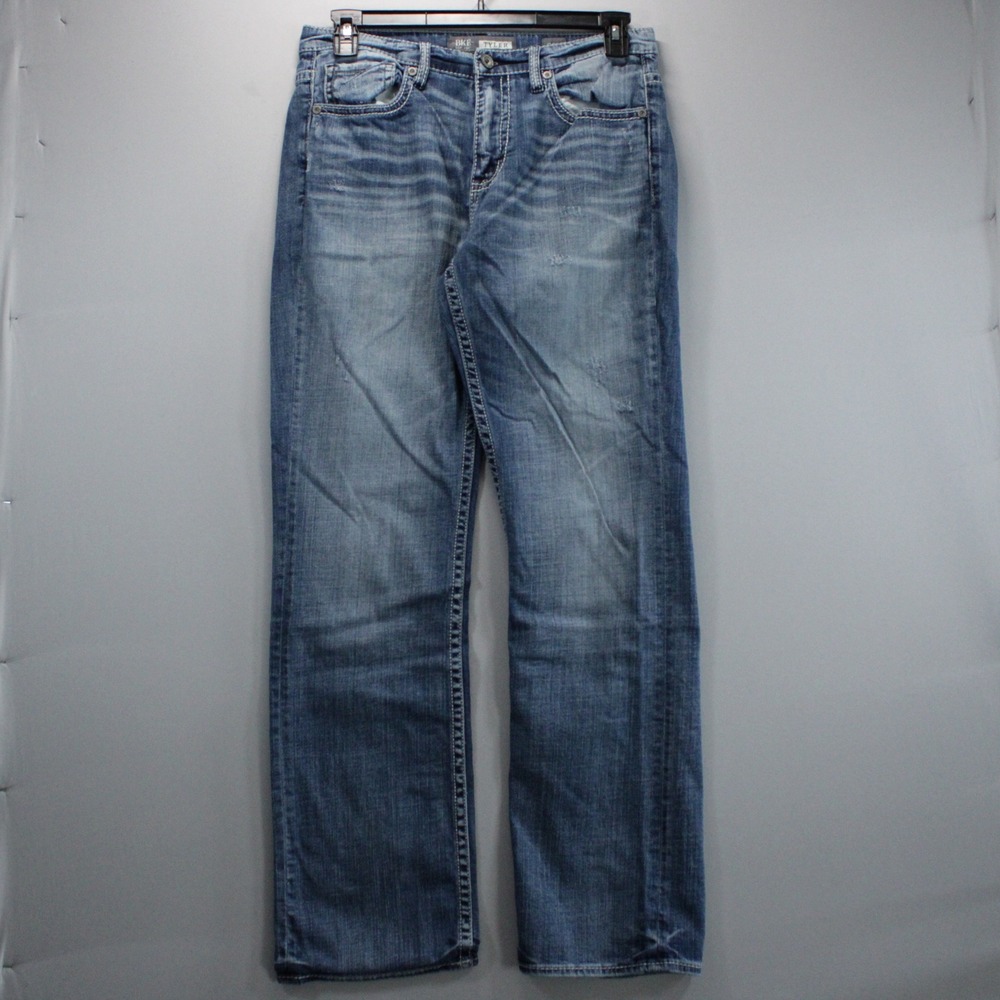 BKE Tyler Mens 32L Medium Wash Straight Jeans Faded Denim Y2K Rodeo Streetwear